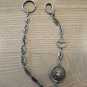 Vintage Gianni Versace Silver Lion Medallion Keychain